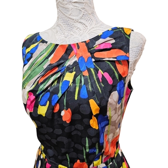 David Meister Womens Silk Colorful Brushstroke Sleeveless Sheath Dress Size 4 - Picture 10 of 16